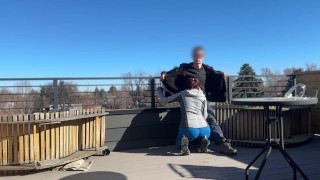 DICKFLASH public, a little redhead slut gives me a handjob and blowjob while her bf out Bigmax8inch