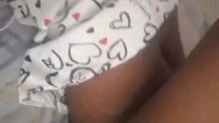 Horny ebony girl in bed