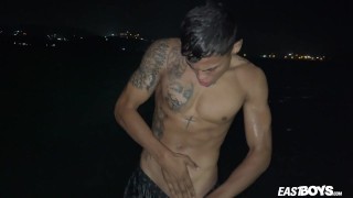 Muscle Latino boy Lucian Reed shows off his hot body