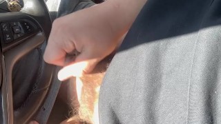 Chubby gay man almost caught jerking in car