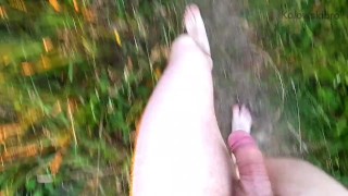 Nudist: Naked Walk in front of a Bonfire in National Park (Loose Small Penis Between) - KolowskiBRO