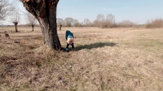 Quick pissing during a bike ride it is still cold but I need to expose my round butt