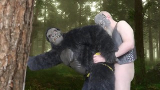 Gorilla Dad Fucks His Pup and Cums on His Face, Then Fucks Some More Foot On Face