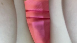 Lingerie comes off slow while my fingers slide in deep