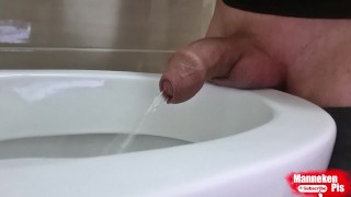 Boy long pissing with uncircumcised cock