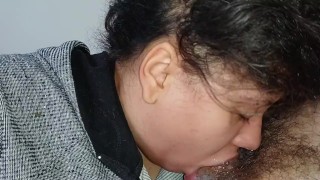 ASMR she punches her throat on the shaft of the dick, dripping all her hot saliva