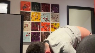 Bicurious Receptionist tries on Lingerie at WORK!