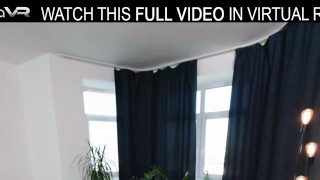 Solo horny girl Nicole2 plays with wet pussy on an armchair in VR.