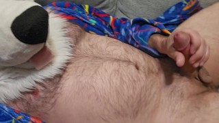 Furry Eunuch @AngryBarks gets Hard, Rubs His Cock and Empty Sack until He Shoots Infertile Cum 💦