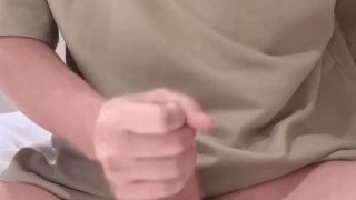 Asian Boy Can’t Hold It and Cums All Over the Bed