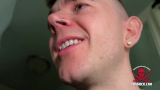 Orally serviced by a dominant cocksucker