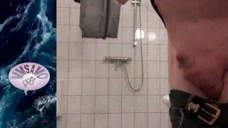 Close-up of MeMySelfAndMyOwn in the bathroom jerking off moaning untill cuming as a quickie
