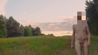 Young Naturist: A Man Walks Completely Naked in the Morning (Polish Man in the Village)