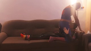 Puppy gets fucked by horny cosplay Spiderman