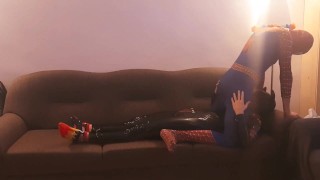 Puppy gets fucked by horny cosplay Spiderman