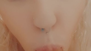Shower handjob to a dildo