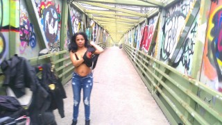 SOLO FEMALE COSPLAY UNDRESSING OUTSIDE BLACK DRESS BIKE TRAIL PATH