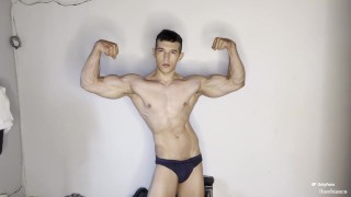 In the casino someone pay me for flex my muscles and jerk off my uncut cock