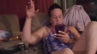 I Film Myself Smoking Cigarettes and Playing Video Games While Teasing Giving Upskirt Panty Tease