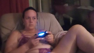 Filming Up Sexy Step Mom's Micro Mini Dress While She Smokes Cigarettes and Play Video Games