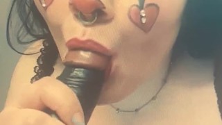 Clown Girl sucking beloved BBC toy