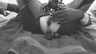 Glass dildo, anal electro play and cumshot