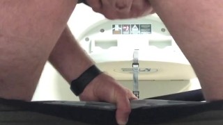 Rear View of my Cock & Balls and Winking Asshole while I take a piss for a fan