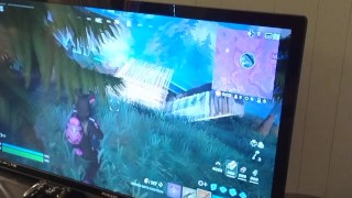 Pretty Milf Lifts Up Her Mini Dress and Lets Hot Latino Daddy Masturbate While She Plays Fortnite