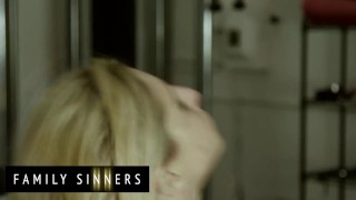 FAMILY SINNERS - Stepbrother Stretches His Stepsister's Pussy As She Fucks Her Hard In The Gym