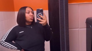 Ebony with waxed stick cum