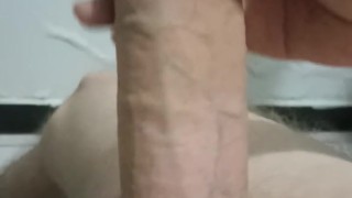 Showing and masturbating the big cock