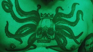 Playing with my Cock in Green Light