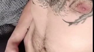 I was masturbating on the couch and got a nice cumshot in slow motion