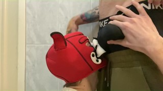 top pissing on face and fucking her puppy in mouth