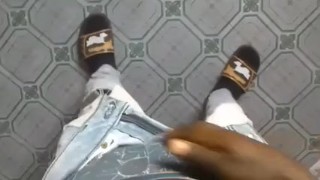 AMATEUR BBC RUBBING HIS HARD COCK IN PANTS