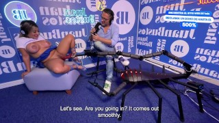 Latina Blonde Test Sybian and Sex Machine In Podcast, NatyDelgado, Juan Bustos