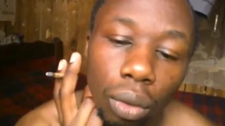 AFRICA TWINK SMOKING WEED AND GETTING HIGH