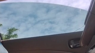 Risky drive and jacking off broad day light