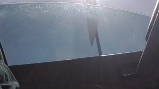 Risky drive and jacking off broad day light
