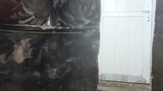 Pissing in pants, washing my ass and bushy cock then cumshot in the process