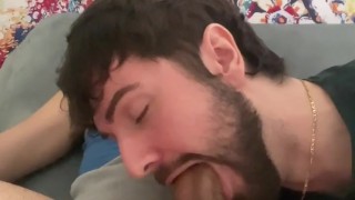 big cock cums in friend mouth