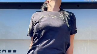 Hot MILF Fucks Her Truck Hitch in Public