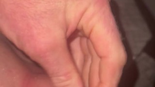 Pumping up my cock waiting for girlfriend to get out of shower