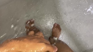 In The Shower Just Playing With My Hairy Cock