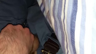 Soft cock and then oops the cum goes everywhere from my cut monster cock