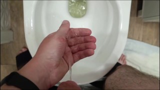 POV: Giving you handfull of warm, tasty piss to swallow. Had such a long leaking out for u to drink!