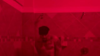 Hot Latino guy taking a shower