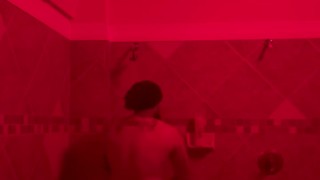 Hot Latino guy taking a shower