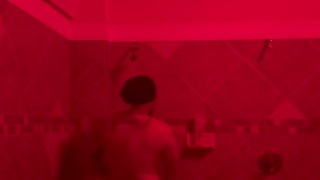 Hot Latino guy taking a shower