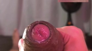 Using a Tenga Egg On My Big Uncut Cock Filling It With Cum And Letting It Drip Onto My Mouth